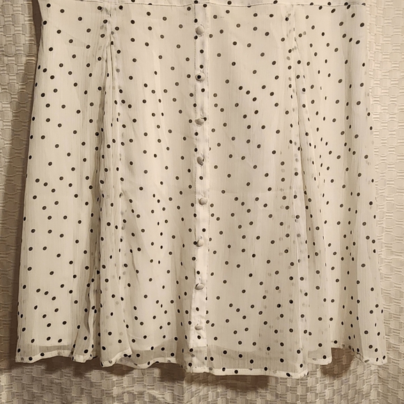 White Polka Dot Mini Dress Button Up Light And Airy Lanacore - Picture 6 of 9
